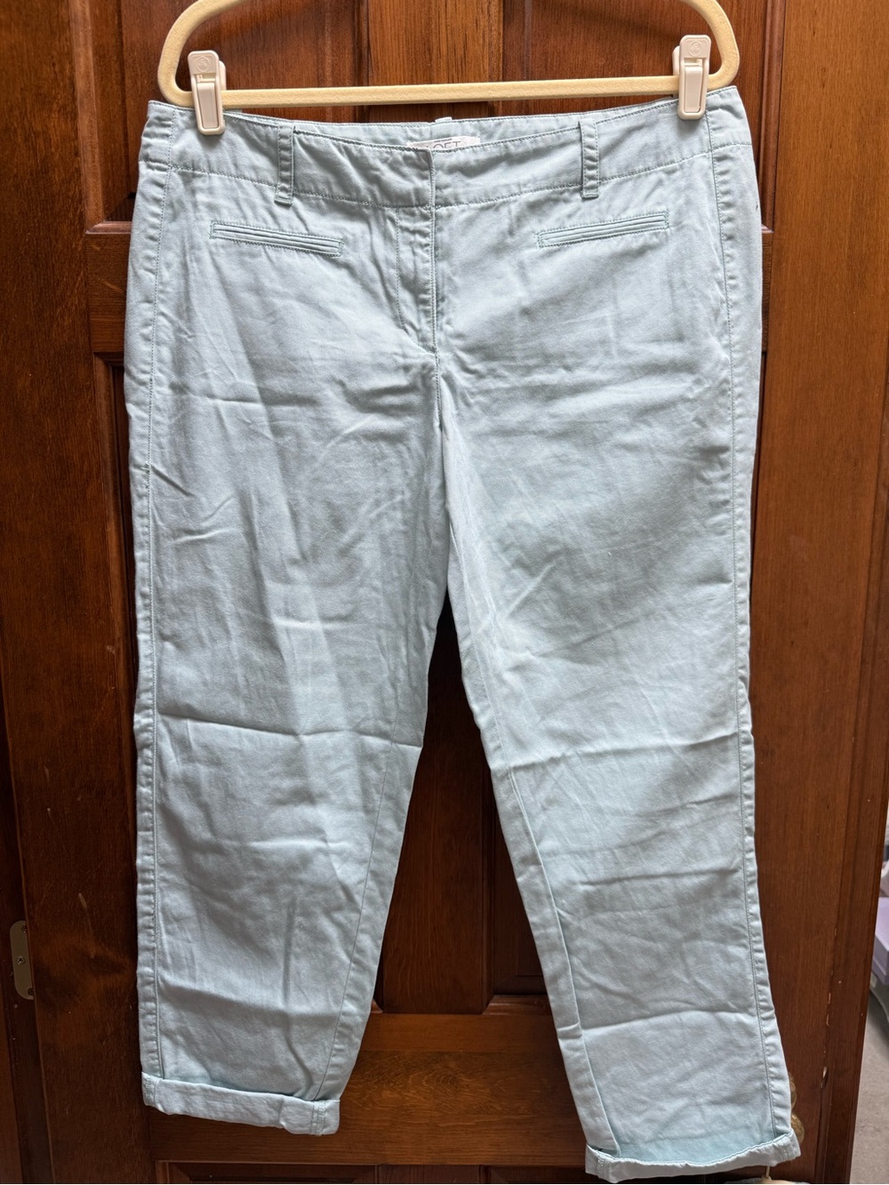 LOFT Seafoam Green Lightweight Linen-Blend Marisa Pants